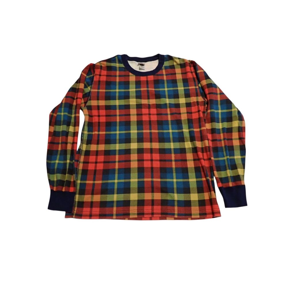 Hanna Andersson Pajama Shirt Large Multicolor Plaid Long Sleeve Organic Cotton